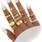 FAXHION 24-60 Pcs Gold Stackable Rings for Women, Knuckle Rings Chunky Gold Ring Set Dainty Stacking Cute Rings, Multiple Sizes Cute Jewelry Set Gift