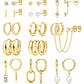 BESTEEL 13 Pairs Small Stud Hoop Earrings Set for Women Hypoallergenic Gold Plated Huggie Hoops Pearl Dainty Lightweight Earrings for Gift