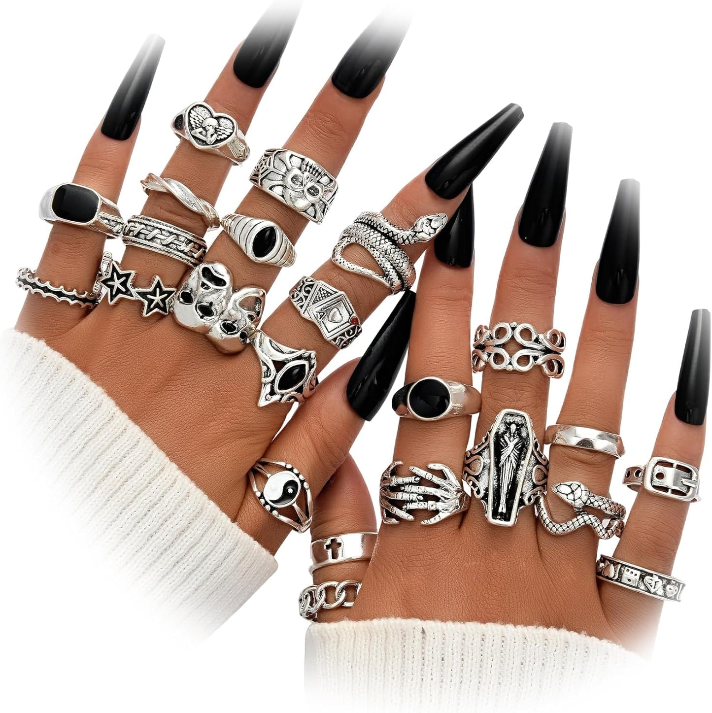 FAXHION 24-60 Pcs Gold Stackable Rings for Women, Knuckle Rings Chunky Gold Ring Set Dainty Stacking Cute Rings, Multiple Sizes Cute Jewelry Set Gift