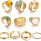 iF YOU 25 Pcs Gold Stackable Ring Set for Women, Chunky Knuckle Finger Midi Rings, Silver Simple Stacking Cute Rings Pack Trendy Stuff Jewelry Gift