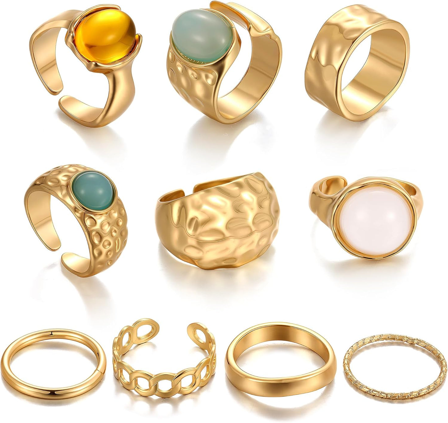 iF YOU 25 Pcs Gold Stackable Ring Set for Women, Chunky Knuckle Finger Midi Rings, Silver Simple Stacking Cute Rings Pack Trendy Stuff Jewelry Gift