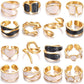 KISS WIFE Golden Silvery Black Kunckle Rings Set for Women, Dainty Simple Trendy Cute Stackable Finger Rings Pack, Perfect for Stacking Layering on Thumb and Knuckle, Mixed Size, Jewelry Gift