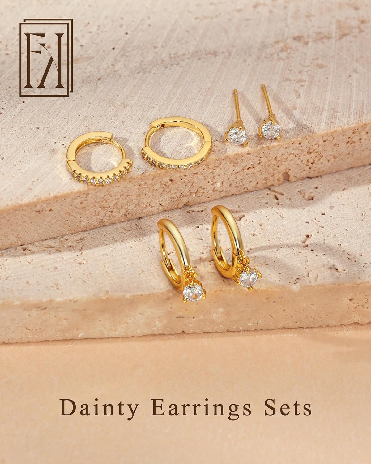 Freekiss 3 Pairs Gold Hoop Earrings Set: Dainty Stud Earrings Trendy Small 14K Gold Plated Hypoallergenic Dangle Cartilage Huggie Hoop Earrings for Women Gold Jewelry for Women Gifts